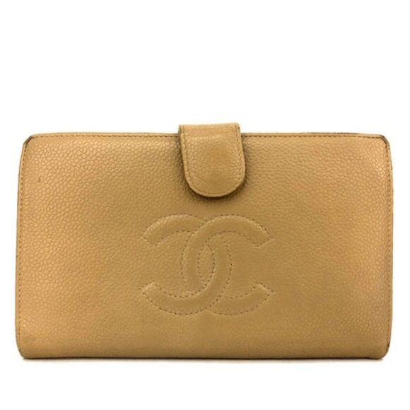 CHANEL CC Logo Grained Calfskin Long Bifold Wallet Beige/2BG0424 - Picture 1 of 8